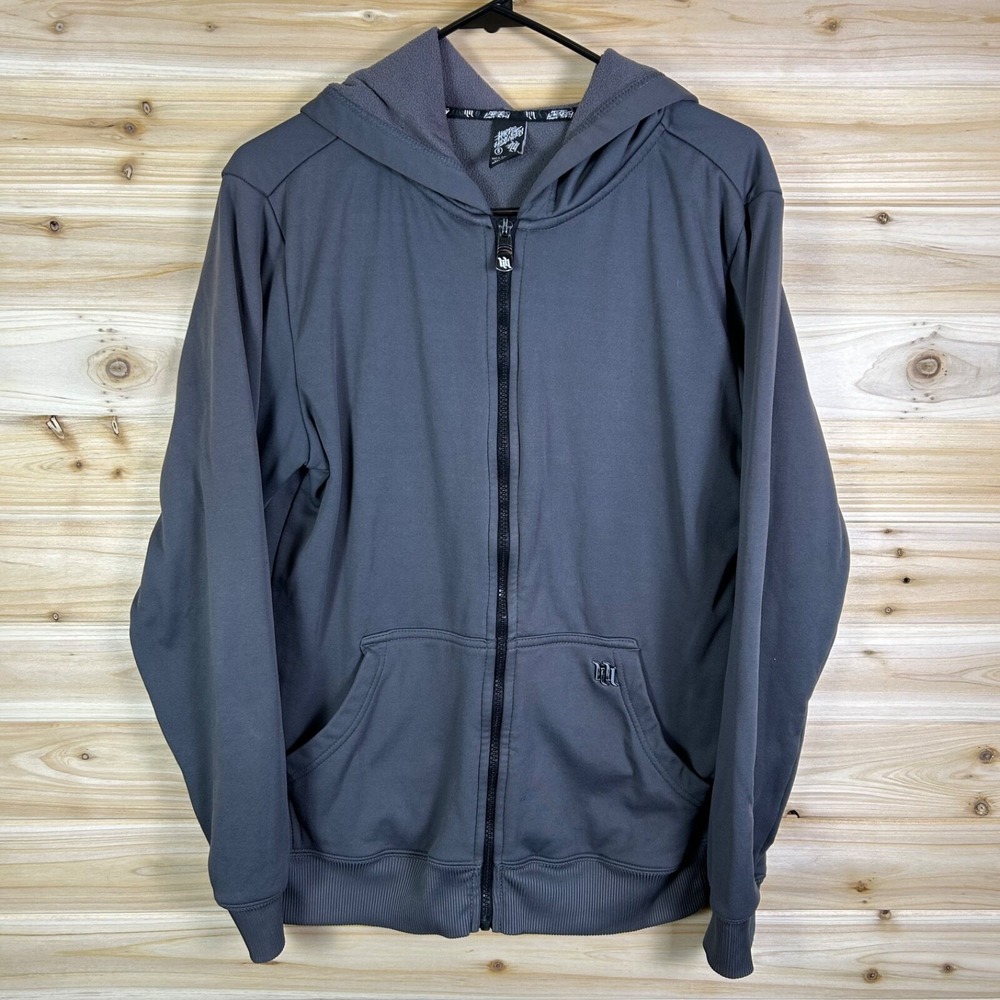 HART & HUNTINGTON Hoodie Mens Small Gray Fleece Lined Full Zip Sweatshirt